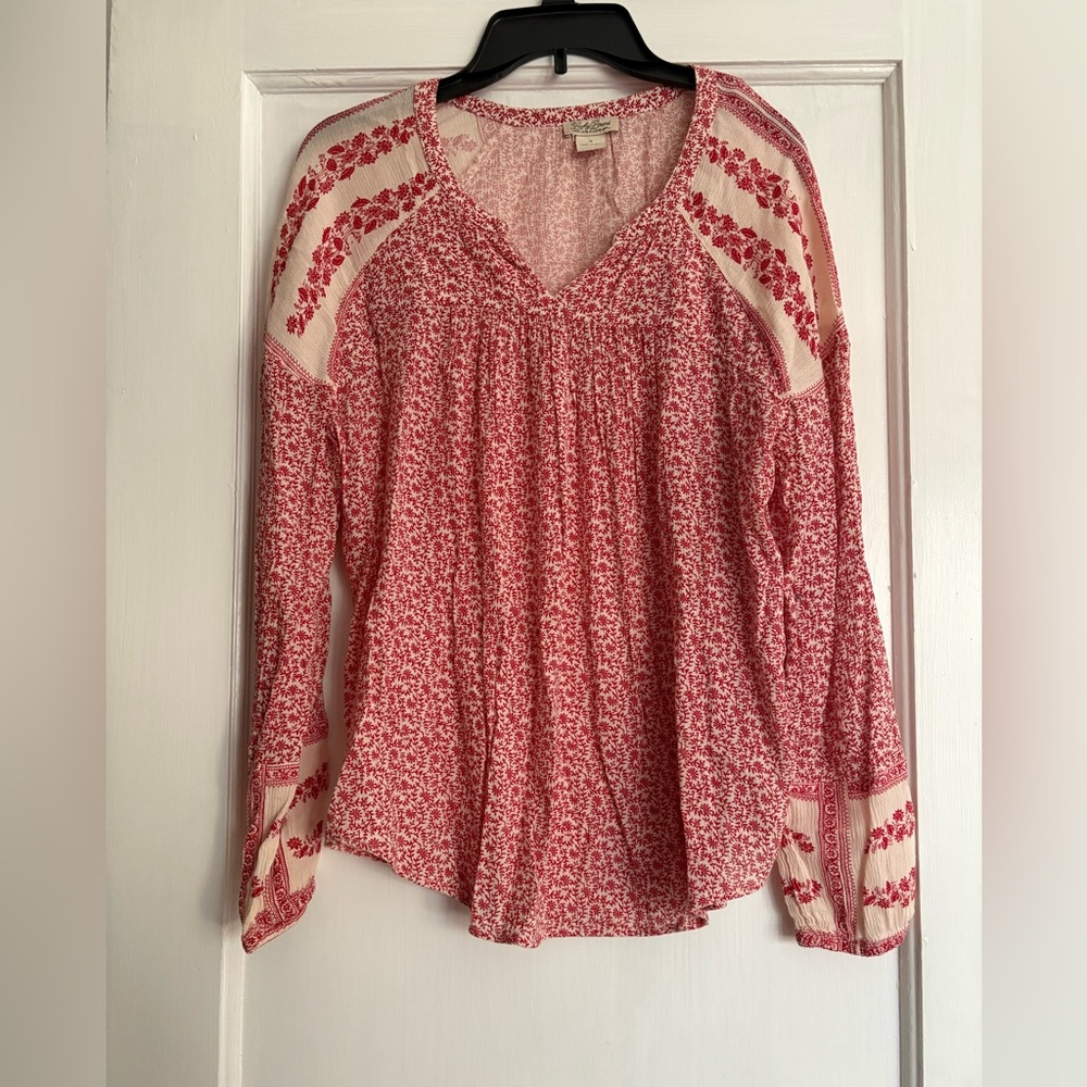 Lucky Brand Red Floral Blouse